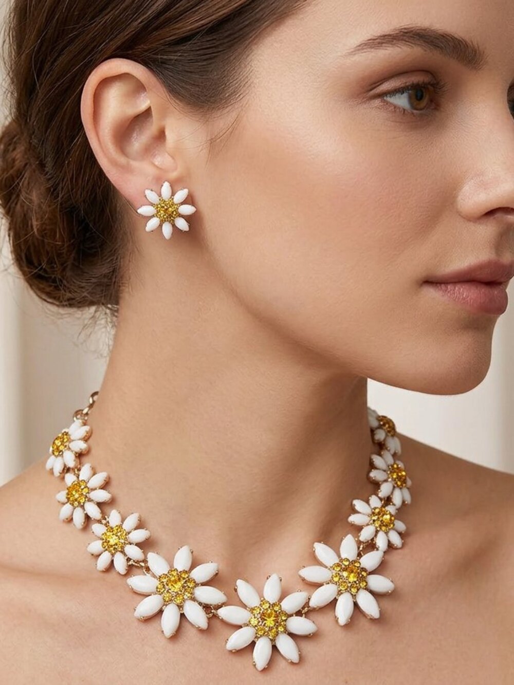 Dolce & Gabbana Crystal Daisy Gold Tone Necklace